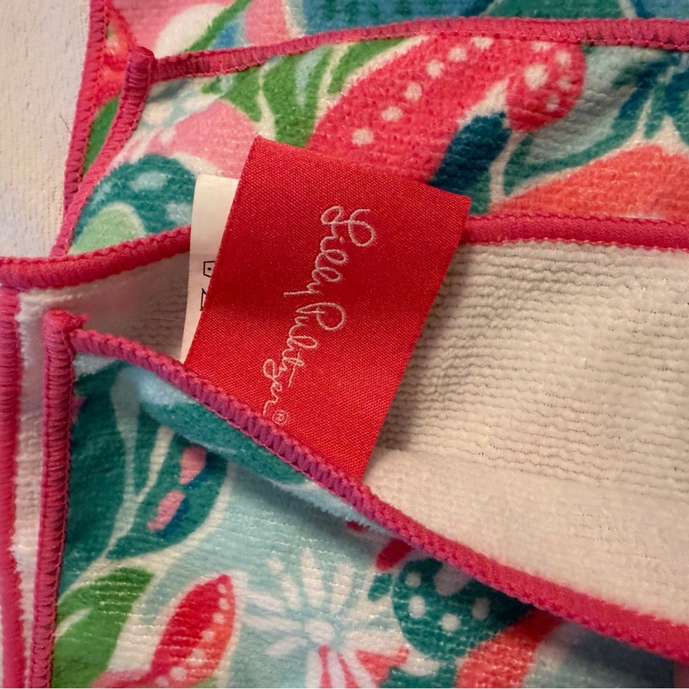 Lilly Pulitzer Pink and Teal Floral Swim towel